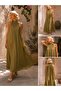 Olive Mirage Lace Shawl Detailed Maxi Length Premium Dress - 3