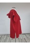 Women's Red Hooded Oversized Sweater - 2