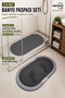 Set of 2 Oval Bath Mats - 34X68 cm Non-Slip Bathtub Mat & 38X58 cm Water Absorbent Mat - 4