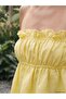 Lcw Vision Yellow Strapless Collar Ruffled 100% Linen Blouse - 4