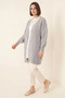 Women's V-Neck Hair Braid Pattern Buttoned Knitwear Gray Hijab Cardigan - 3