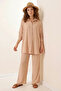 Women's Shirt Collar Oversize Biscuit Two-Piece Set - 3