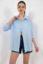 Women's Long Sleeve Oversize Viscose Blue Shirt