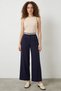 Women's High Waist Wide Leg Navy Blue Palazzo Trousers