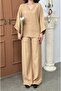 Muslin Fabric Openwork Detail Pants and Blazer Set - 4