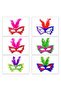 Feathered Colorful Cardboard Party Mask – 6 Colors (5492) - 2