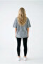 Women's Gray Oversize Comfortable Fit Combed Cotton Crew Neck T-Shirt - 6