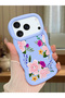 iPhone 17 Pro Max Compatible Case Camera Protector Blue Silicone Couple Phone Case Floral Pattern