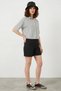 Women's Crop Striped Viscose Black Shirt - 2