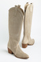 Women's Western Cowboy Perforated Vegan Suede Long Summer Boots with Back Zipper - 5