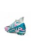 Comfortable Lace-Up Unisex Crampon White Turquoise Patterned Sneakers for Football - 3