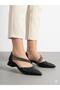 Women's Black Thick Heel Comfortable Fit Heeled Ballerina Shoes
