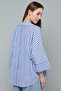 Striped Shirt with Spread Collar and 3/4 Sleeves - 5