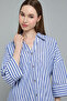Striped Shirt with Spread Collar and 3/4 Sleeves - 4