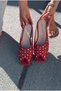Mystera Red Matte Leather Women's Slippers - 2