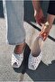 Mystera White Matte Leather Women's Slippers - 7