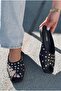 Mystera Black Matte Leather Women's Slippers - 7