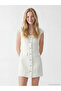White Square Collar Tweed Mini Dress - 2