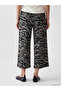 Black Patterned Women's Capri Pants with Elastic Waist - 7