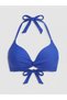 Blue Underwire Padded Gathered Women's Bikini Top