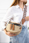 حقيبة كتف وحقيبة كروس من القش بنمط عرقي مع حزام