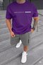 Men's Purple Balance Printed T-Shirt and Gray Shorts Set