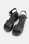 Women's Black Genuine Leather Thick-Heeled Platform Daily Sandals - 2