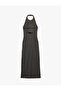 Bürümcük Fabric Textured Slim Fit Halter Neck Midi Dress with Back Detail - 6