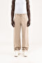 Men's Linen Striped Lace-Up Trousers Beige