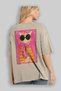 For the Love of Cats 118 Cat Printed Beige Oversize T-Shirt 100% Cotton Unisex Cat Lover Premium Design - 3