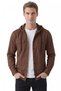 Coffee Hooded Lycra Denim Shirt – Slim Fit Snap Closure Men's Shirt 2300396