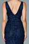 Blue Sleeveless Glitter Long Evening Dress - 4