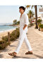 Men's 100% Cotton Muslin Tapered Leg Trousers, Relaxed Fit, Pockets, Lace-Up Casual Beach Trousers - 6