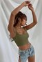 Women's Khaki Green Thick Strap Crop Top Bustier Stretchy Fabric Stylish Basic Women's Top Clothing Mariposa Secr - 3