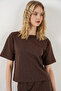 Women's Stoned T-Shirt and Pants Two-Piece Set - Brown 1402 - 2