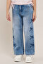 Embroidered Straight Fit Jeans with Button Closure