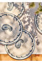 Paisley Set of 6 Porcelain Cake Plates Blue (21 cm) - 2