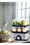 GreenLion 3-Tier Egg Cooker & Vegetables Steamer 500W, 16 Egg Capacity, 0-60 min Timer - Grey - 5