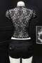Black Lace-Up Bolero Y2K Short Sleeve Crop - 2
