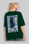 For the Love of Cats 107 Cat Printed Green Oversize T-Shirt 100% Cotton Unisex Cat Lover Premium Design - 3