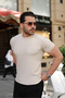 Men's Crew Neck Striped Knitwear T-Shirt - 3