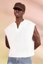 Men's Oversize Sleeveless Sweatshirt V-Neck Streetwear T-Shirt