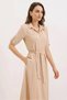 Women's Belted Beige Shirt Dress