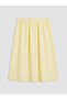 Yellow Elastic Waist Girls' Slit Embroidered Skirt from Güli̇s Gi̇yi̇m - 3