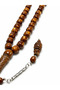 Capsule Cut Fire Amber Look Rosary with Black Stripe Detail and Metal Tassel - 3