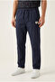 Drawcord Elasticated Waistband Navy Trouser With Patch Detail