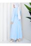 Women's Standard Collar Buttoned Fixed Belted Loose Sleeve Hijab Dress - 7
