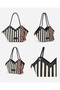 Women's Black Striped Scarf Detailed Textile Shoulder Bag - 3