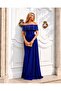 Cobalt Blue Off-Shoulder Long Evening Dress Flowres Fabric 583405 - 2