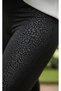 Women's Black High-Waisted Leopard Patterned Diving Fabric Gathering Tights – Sporty & Casual Elegance